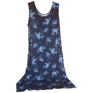 R & K Originals Blue Floral Maxi Dress Tie in Back Slits on Sides Women's 22W